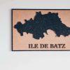 cadre île de batz en fibres de lin couleur noire et liège en relief